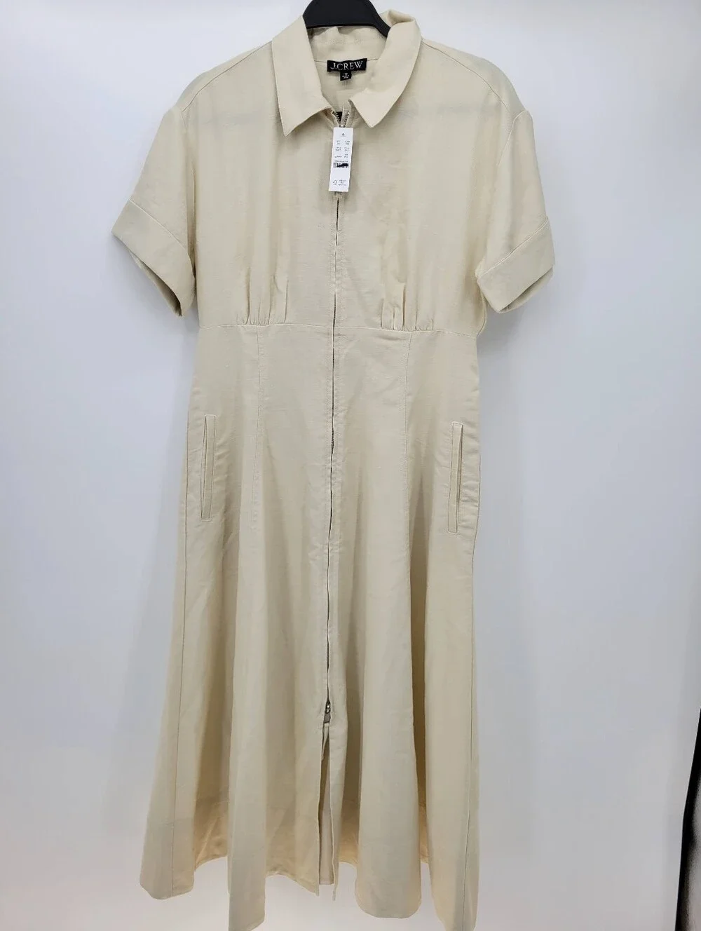J Crew Petite zip-up shirt-dress in Gramercy linen blend CT676 Size 10 Petite